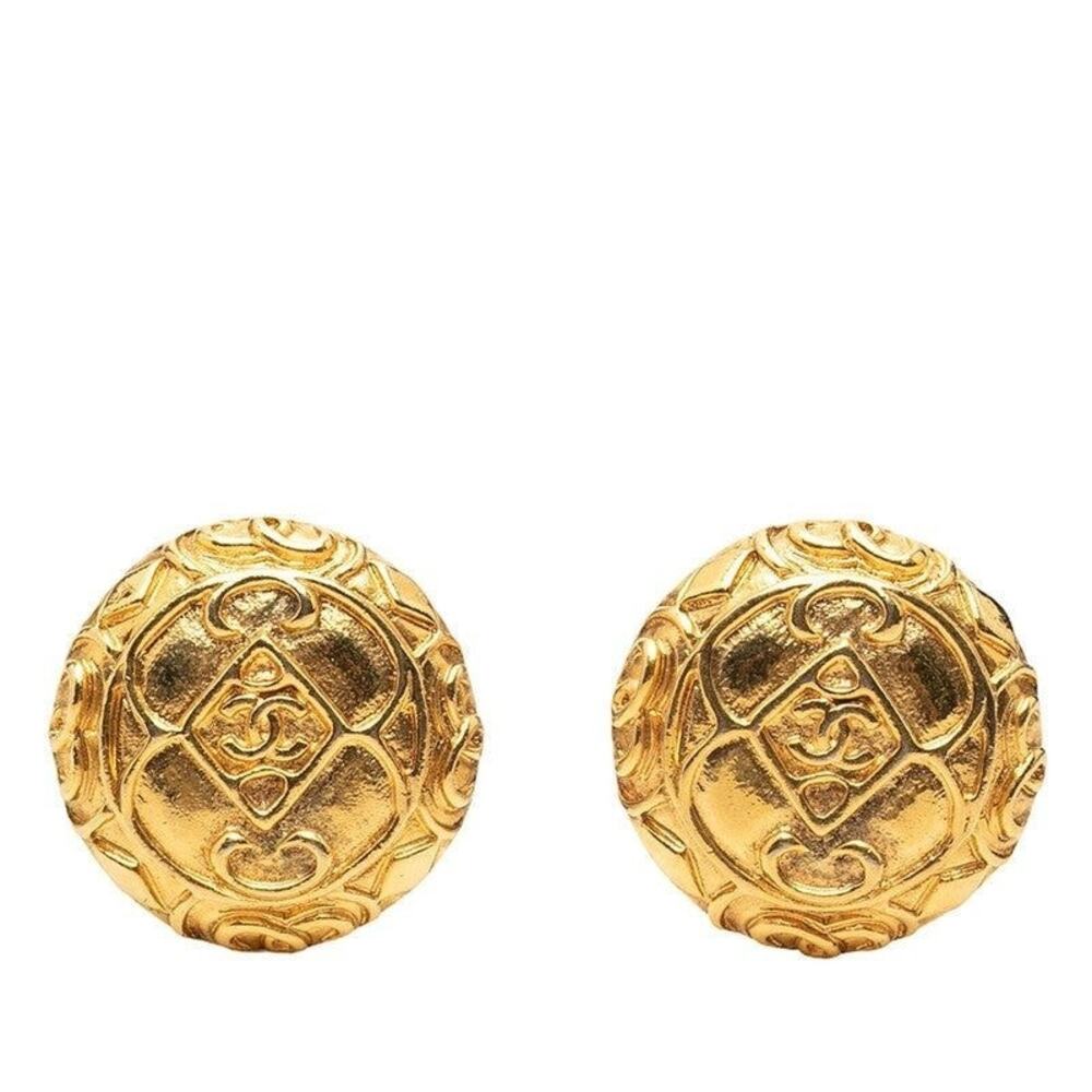 Chanel CC Logo Gold Plated Earrings
